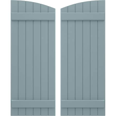 Americraft 6-Board (2 Batten) Wood Joined Board-n-Batten Shutters W/ Ellipt Top, ARW101BE621X32SBH